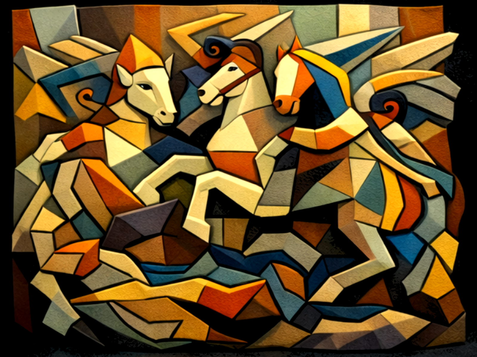 Cubist Renaissance #03 - Madonna With Lamb STL Wall Art preview image