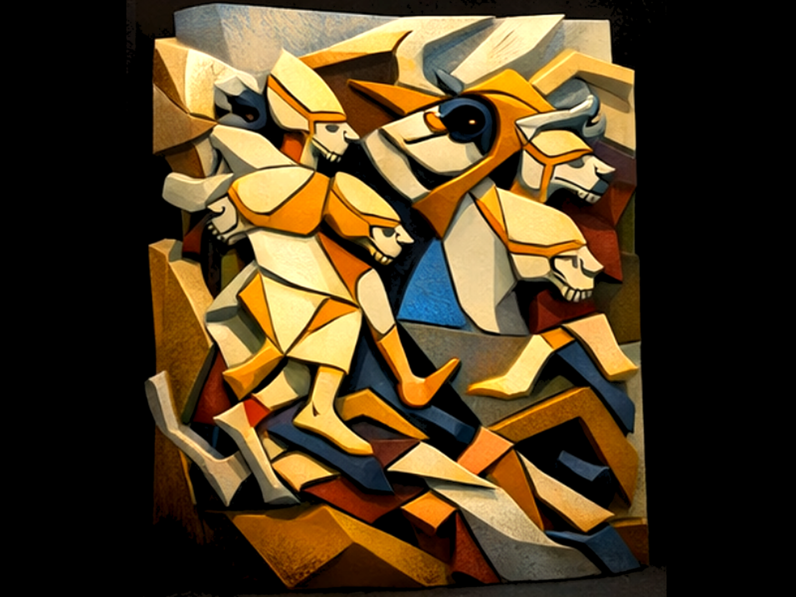 Cubist Renaissance #29 - Renaissance Panel STL Wall Art